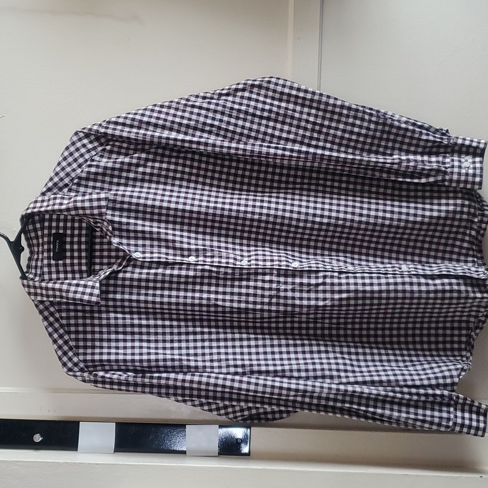 Theory 100% Cotton Flannel Plaid Long Sleeve Button Down Shirt Size XXL
